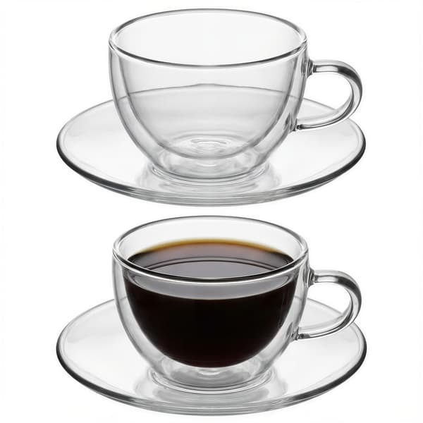 Termokop med underkop, 250 ml, borosilikatglas