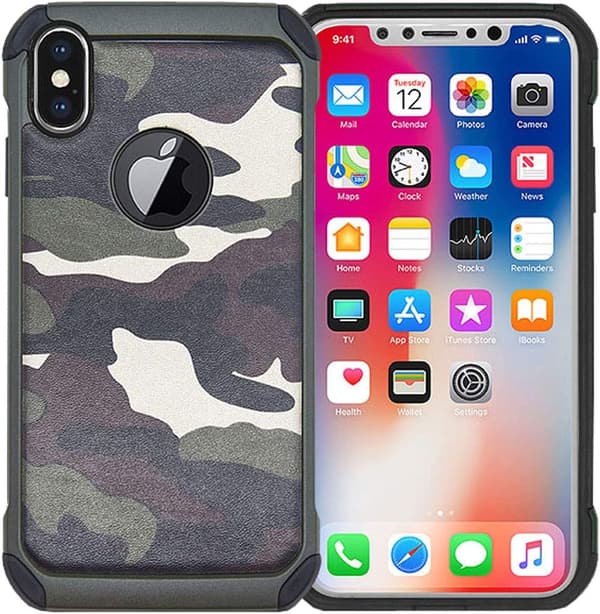 ARMOR ETUI TIL APPLE IPHONE XS MAX 6,46" FORSTÆRKET CAMO + HÆRDET GLAS