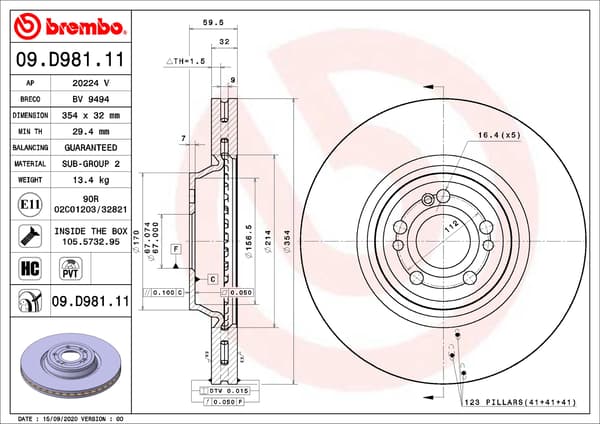 Brembo 09.D981.11 Bromsskiva