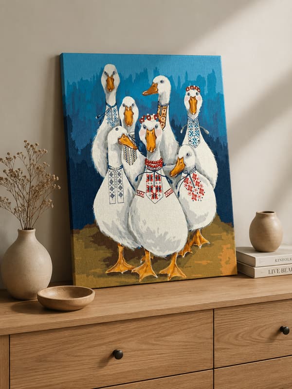 MALING EFTER TAL MED RAMME Billeder til maleri - Goose Parade 40x50 cm