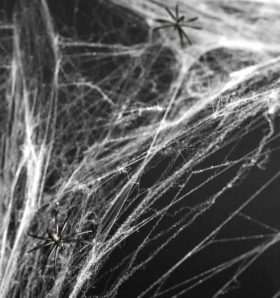 Halloween-edderkoppespind, hvid, 60 g, 1 pakke.