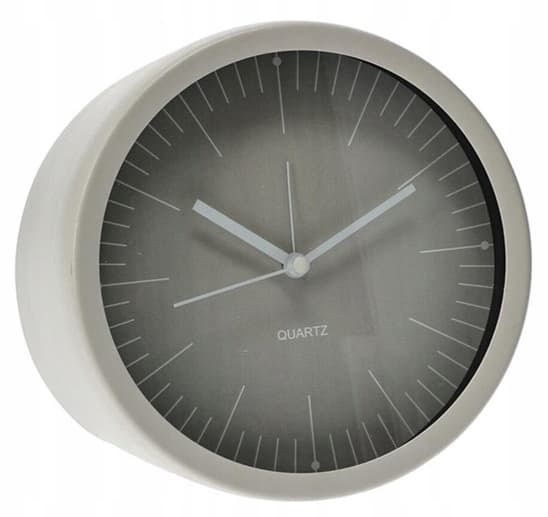 Metalgulvur, rundt, 15×7 cm. Moderne og industrielt design.