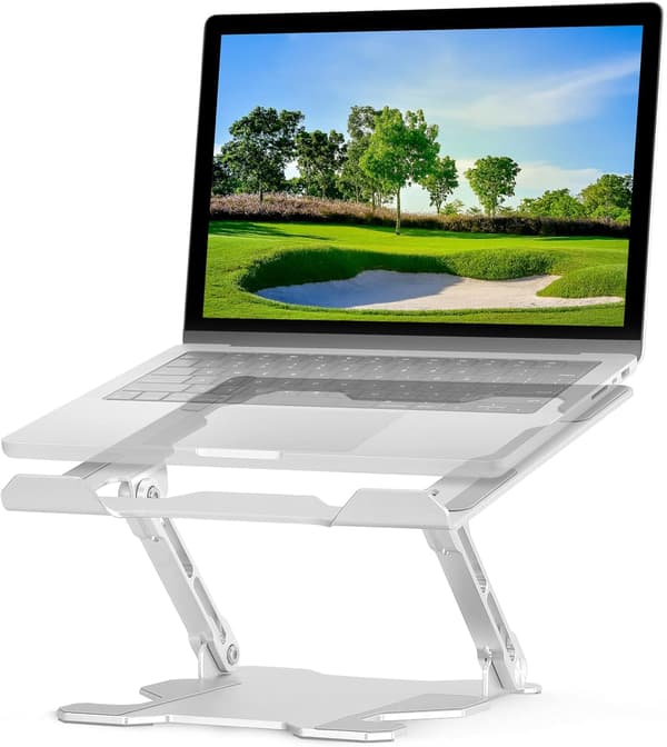 Laptopställ, justerbart bord, silver, hopfällbart aluminium
