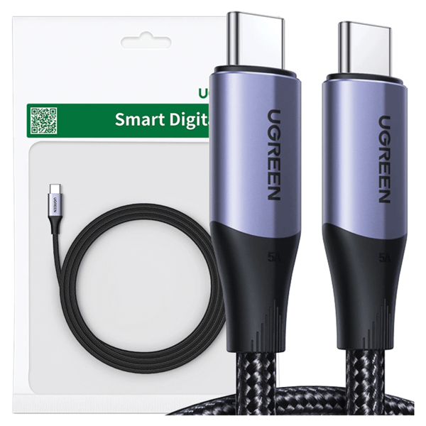 USB-C 3.1 Gen.2 Kabel UGREEN US355, 5A, 100W, 4K, 10Gbps, 1m (Sort)