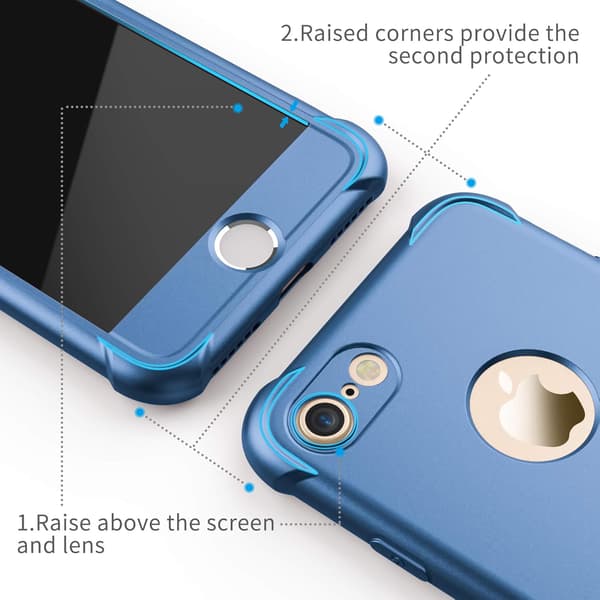 MARINEBLÅT ETUI TIL IPHONE 7/8 4,7' 2xHÆRDET GLAS