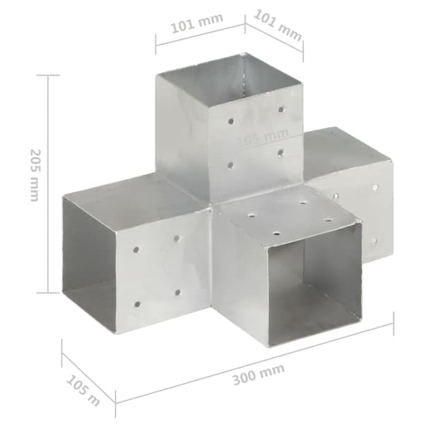 vidaXL X-formet forbindelse, galvaniseret metal, 101x101 mm