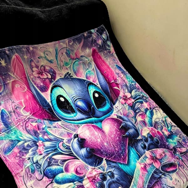 Lilo og Stitch Vinter Varm Fleece Tæppe 130x150