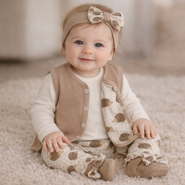 Børne bomuldsvest 92 ærmeløs kaftan beige