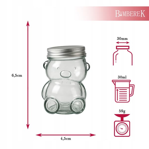 Bamseglas 30ml 4 stk. til gaver til bryllupsgæster, nadver, dåb 4x