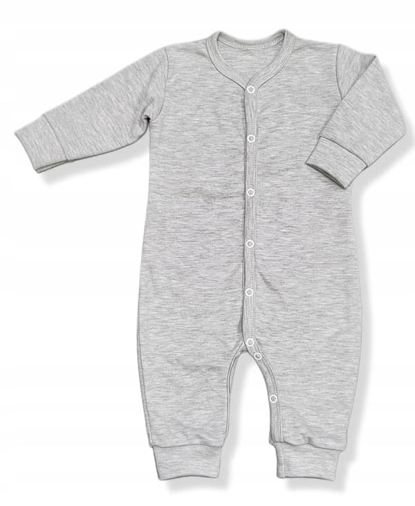 Rompers 110 knäppt fotlös pyjamas grå melange