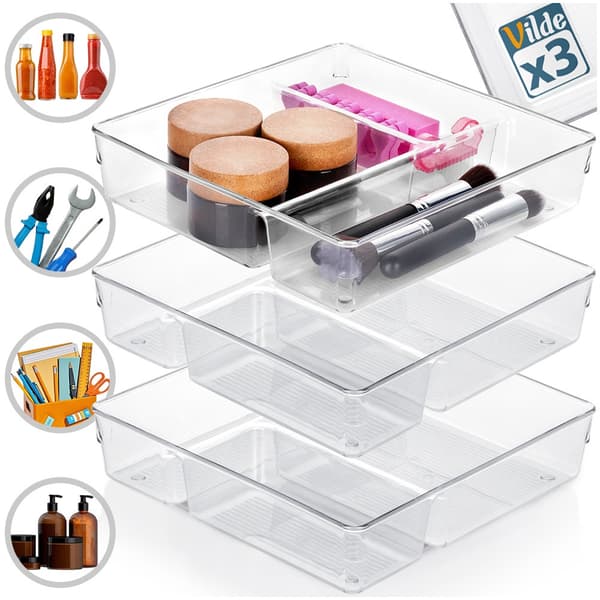 Organizer til skuffe med rum 23x23x5,5 cm 3 stk.