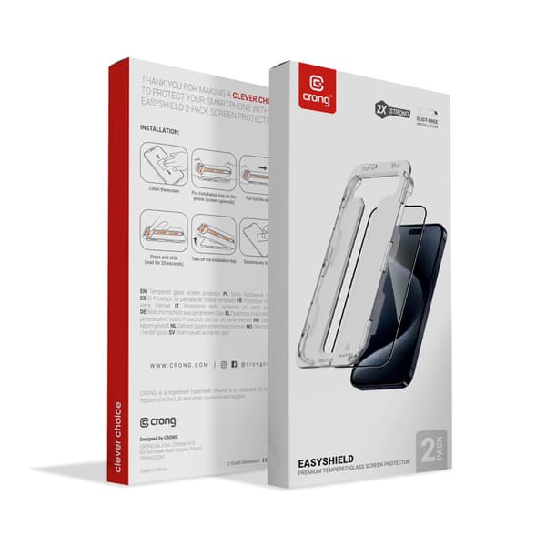 Crong EasyShield 2-pakkaus - karkaistusta lasista iPhone 15 Pro Maxille (2 kpl)