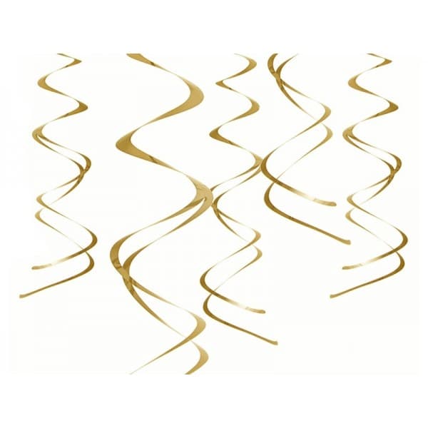 Dekorativa spiraler, guld, 60 cm, 5 st.