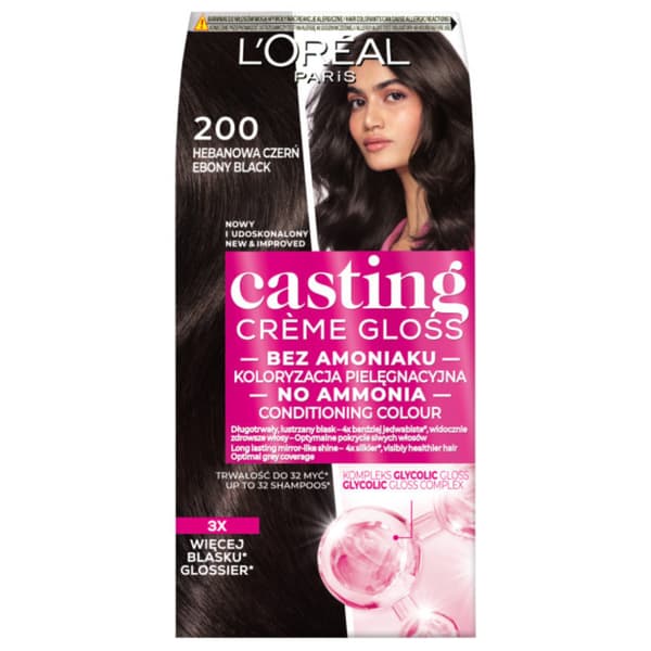 L'Oréal Casting Crème Gloss hårstyrka utan ammoniak 200 ebenhögt svart