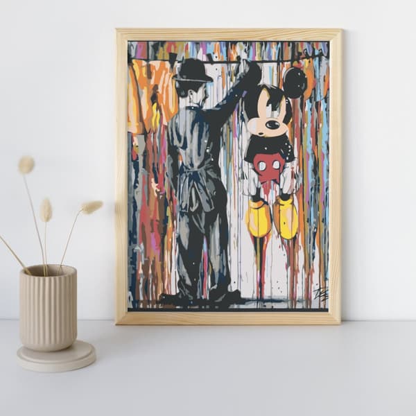 MALING EFTER TAL MED RAMME Billeder til maleri - Mickey Mouse 40x50 cm