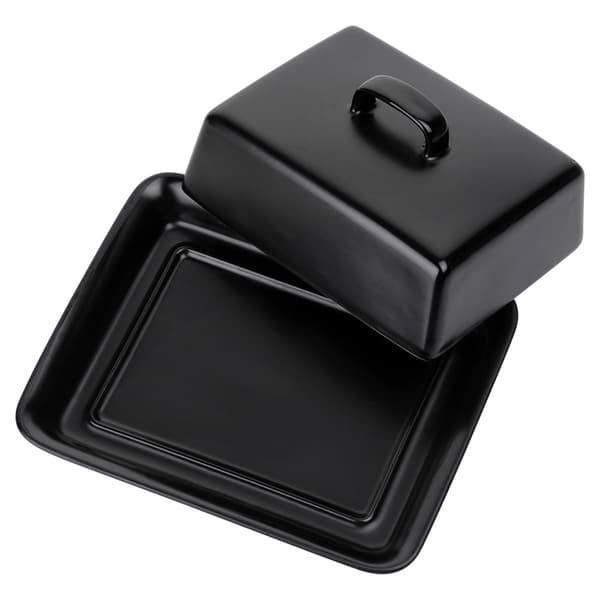 Svart keramisk smörskål
