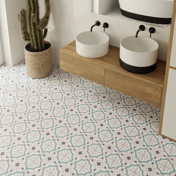 Dekorativ porcelænsflise Orly blå patchwork 20x20 cm klasse I