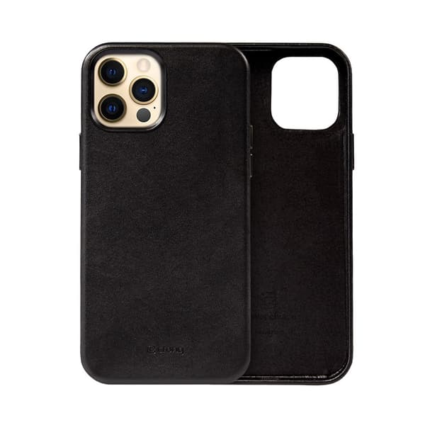 Crong Essential Cover - iPhone 12 Pro Max -tekonahkakotelo (musta)