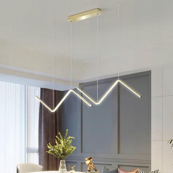 Zigzag-guld loftspendellampe med integreret LED, moderne, til køkkenø