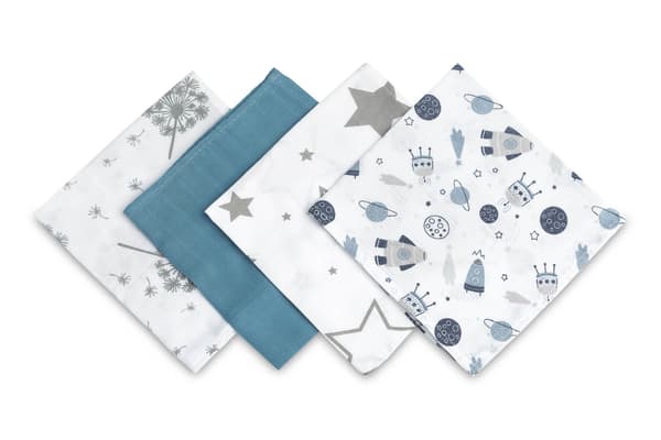 BLÅ MUSLIN PAKKE MED 4 STK. 35X35 CM