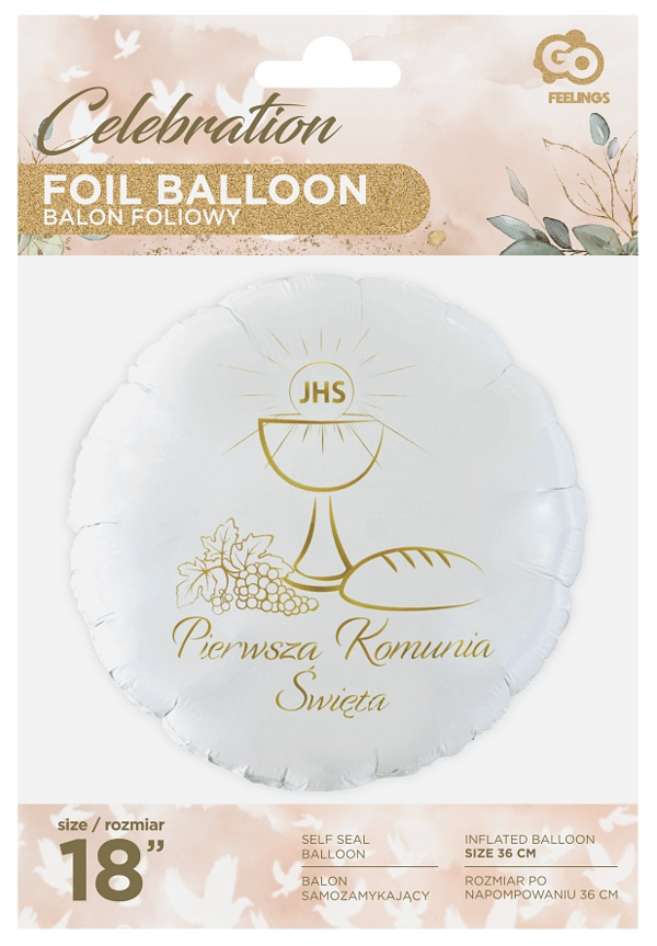 Pyöreä folioilmapallo Ensimmäinen ehtoollinen 45cm