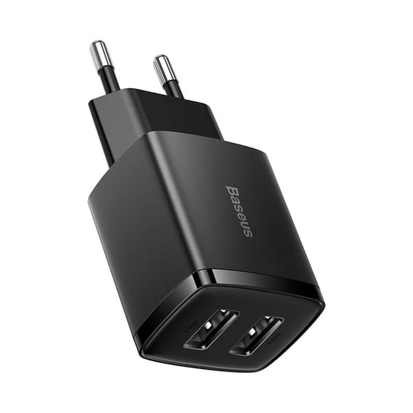 Baseus Compact -pikalaturi, 2x USB, 10.5W (musta)