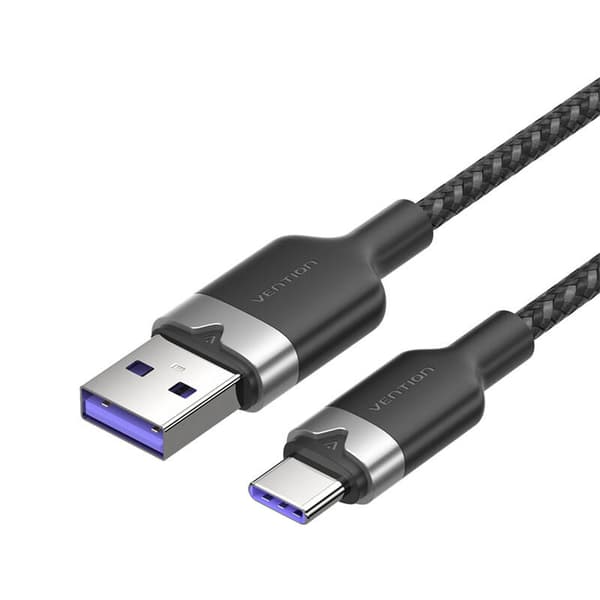 USB 2.0 A til USB-C 6A Vention CTOBF-kabel 1M (sort)