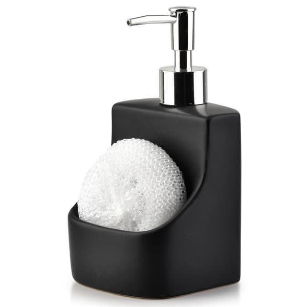 Diskmedelsdispenser med svampbehållare och svamp keramisk svart 400 ml