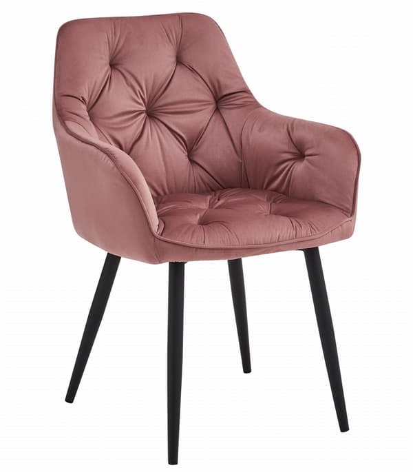 JORK stol - rosa sammet / svarta ben x 2