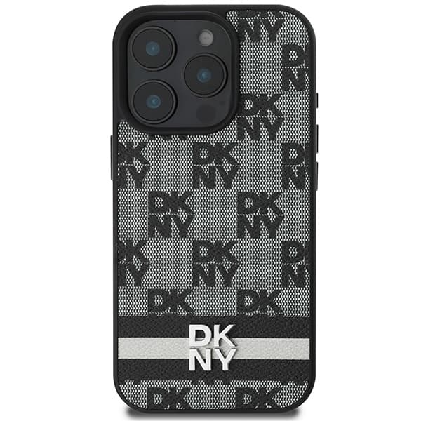 DKNY DKHCP16XPCPTSSK iPhone 16 Pro Max6,9 sort/sort hårdt cover med ternet mønster og trykte striber