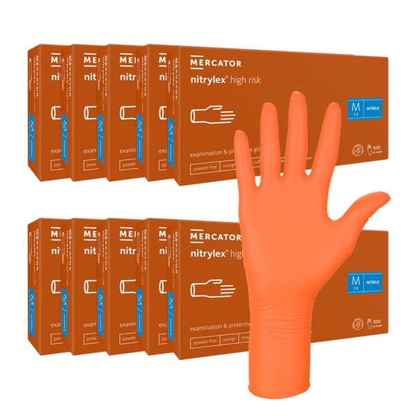 Nitrilhandskar M orange Mercator Nitrylex High Risk 100 st kartong 10-pack