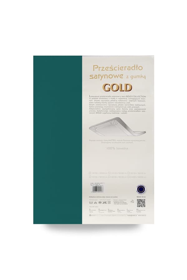 Satin-stræklagen med guld elastik 130/140x190/200x25 grøn