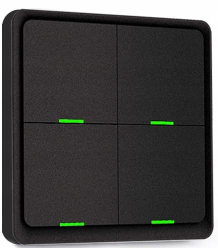 Fjernbetjeningsafbryder 12 scener 4P ZigBee Tuya Sort