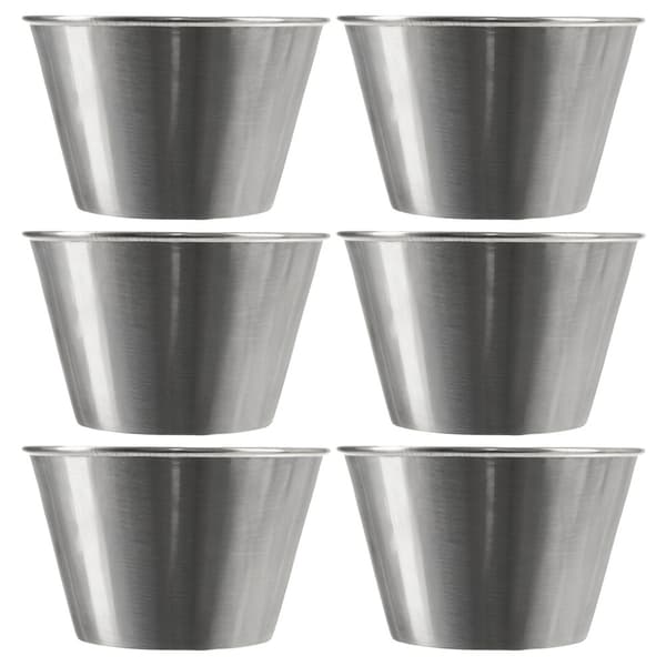 Stålskål til sauce dipsaus 6 cm, 65 ml 6 stk.