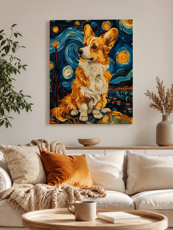 Magic Korgi målning med siffror och ram 40x50 cm