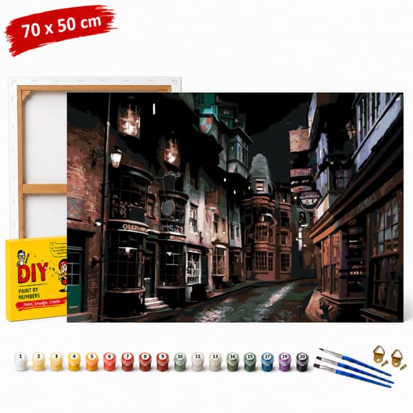 Harry Potter Diagonalstræde Mal efter tal Indrammet billede 70x50cm