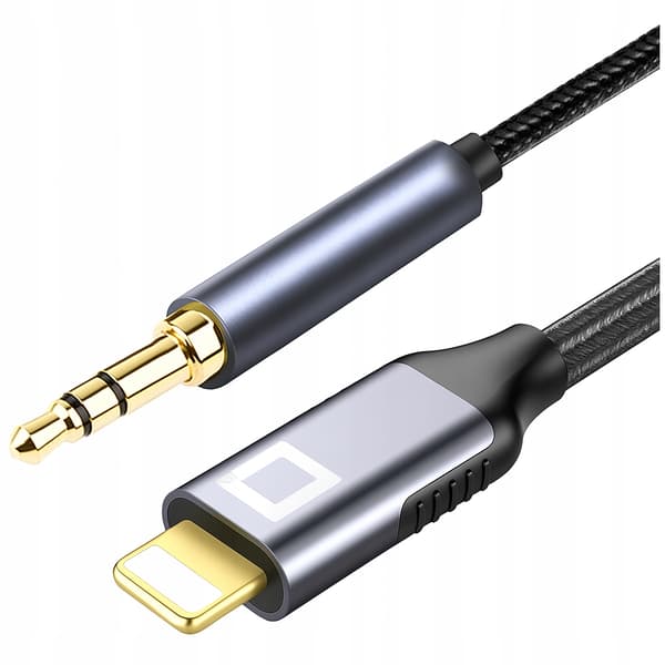 CO2 AUX-KAAPELI IPHONE X 14 13:LIGHTING MINI-JACK-SOVITIN 1M