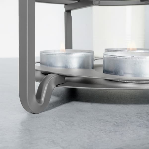 Metallinen harmaa teekannulämmitin 16,5 cm