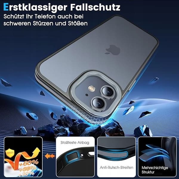 PuyaTeya iPhone 11 Stødsikkert Etui Gennemsigtig Sort/Grå