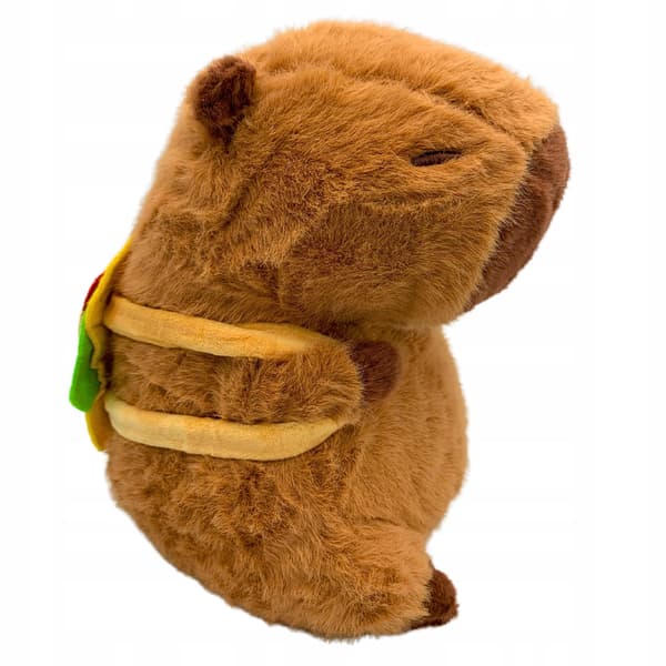 Kapybara-pehmolelu repulla ja hampurilaispehmolelulla 25 cm