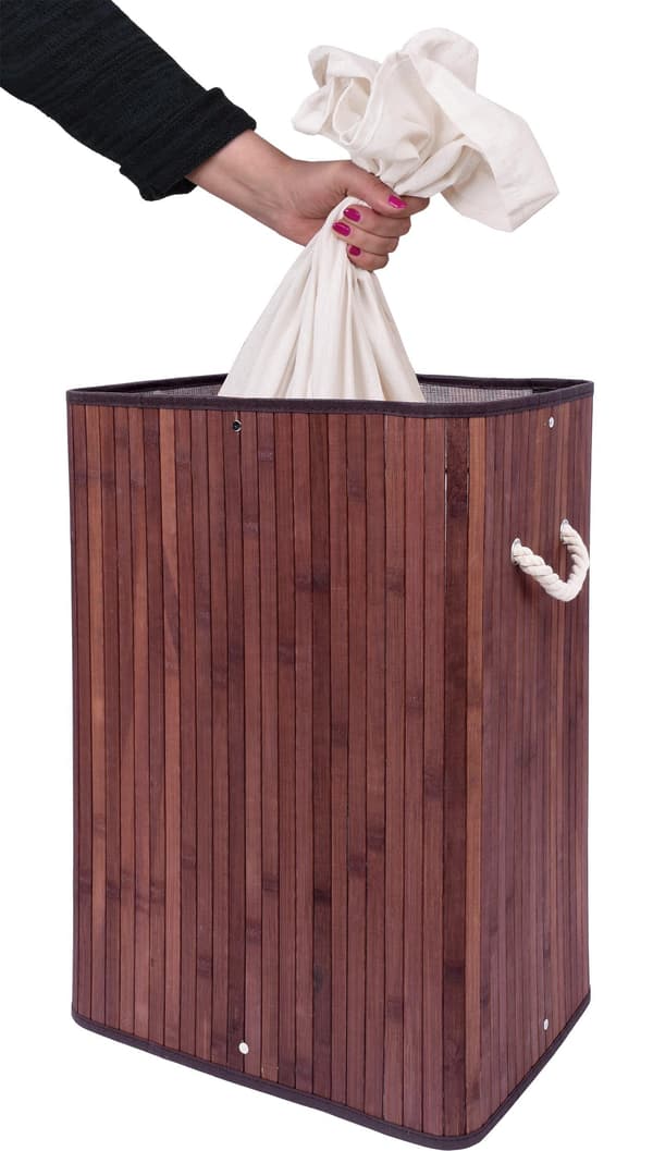 SOREN 80L tvättkorg i wenge bambu med lock
