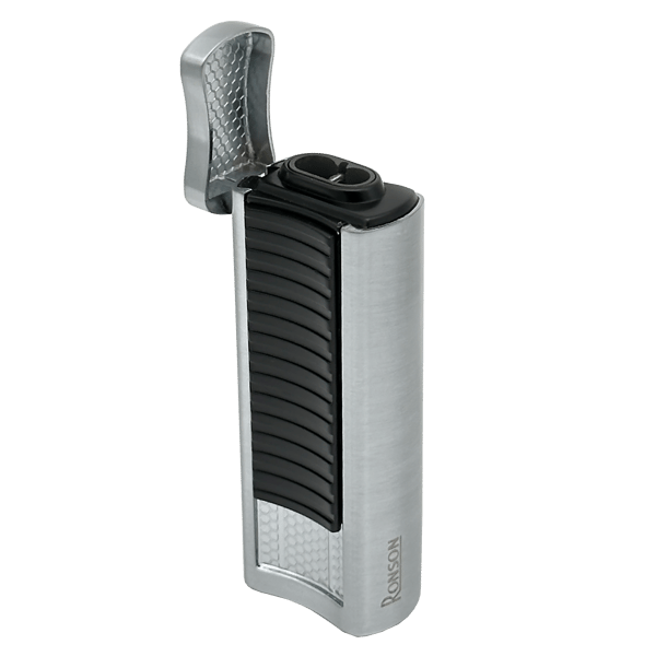 RONSON PASSAT SILVER BLACK 2 JET lighter med cigarpunch, jet