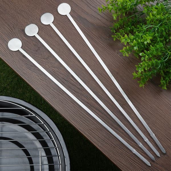 Stål spyd til shashlik 37 cm 4 stk.