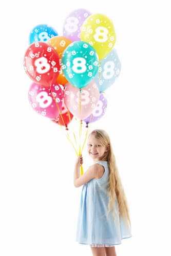 Tryckta ballonger till 8-årsdag 8 - 5 st.