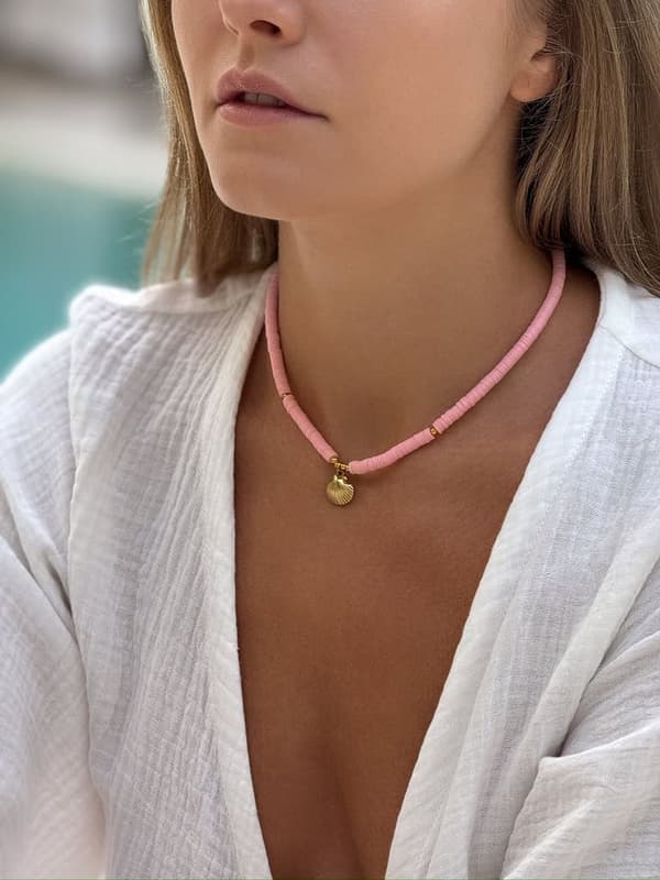 Halskæde Choker SHELL Pink