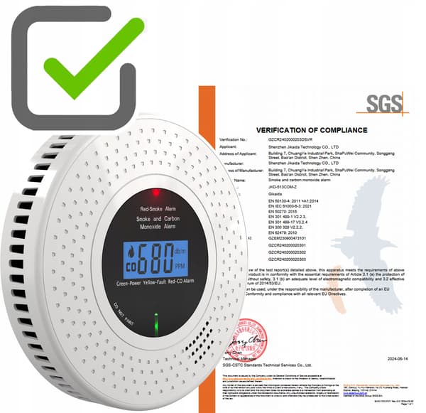 Rök- och kolmonoxiddetektor 2 i 1 TUYA ZIGBEE-CERTIFIERAD