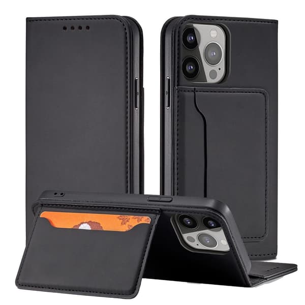 Magnetkortcover til iPhone 13 Pro Max cover med kortholder, sort