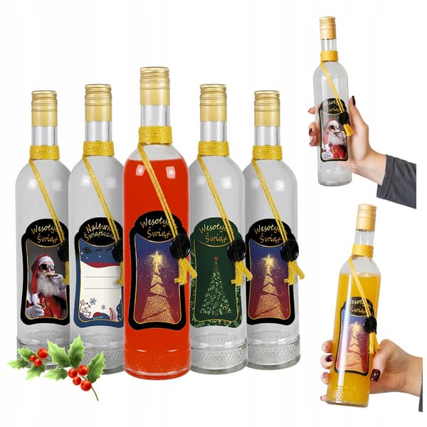 10x Julkristallflaskor 500 ml Premiumdekorerade för vodkalikör