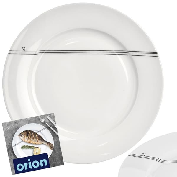 Flad porcelæns middagstallerken hvid hjerte 27 cm