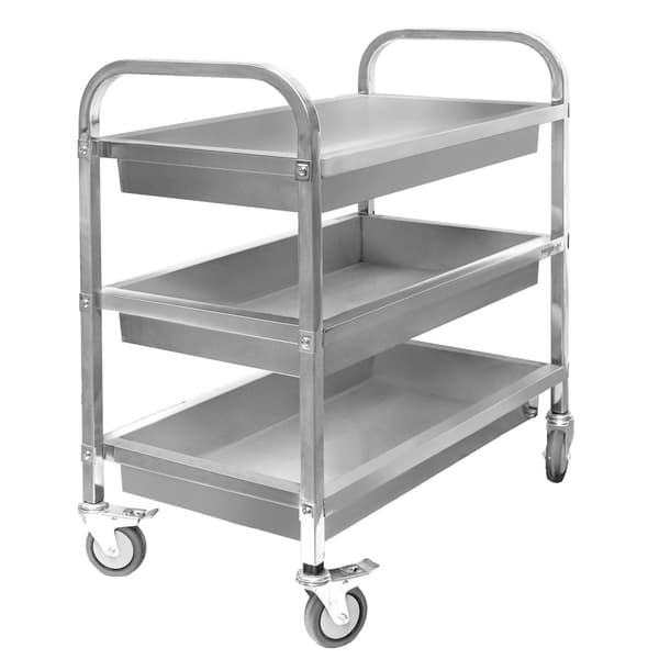 Mega-M serveringsvogn af rustfrit stål 3-hylder dyb 85x45x90 cm